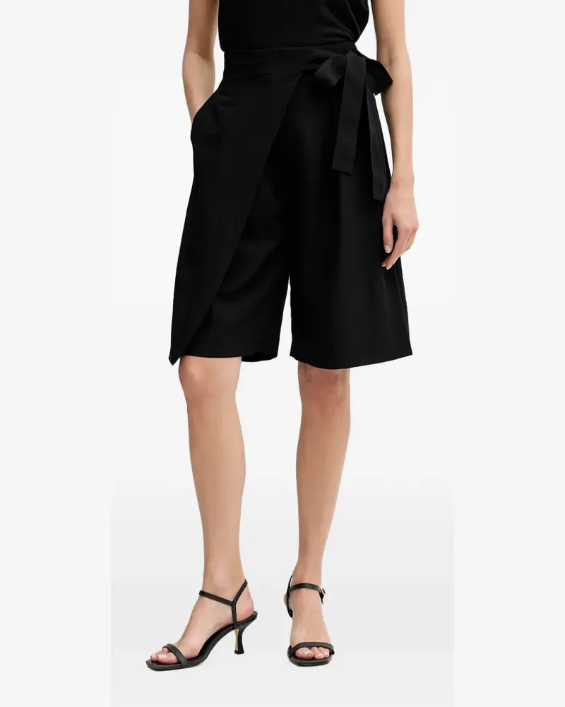 Sisley wrap-style belted shorts - Schwarz Schwarz