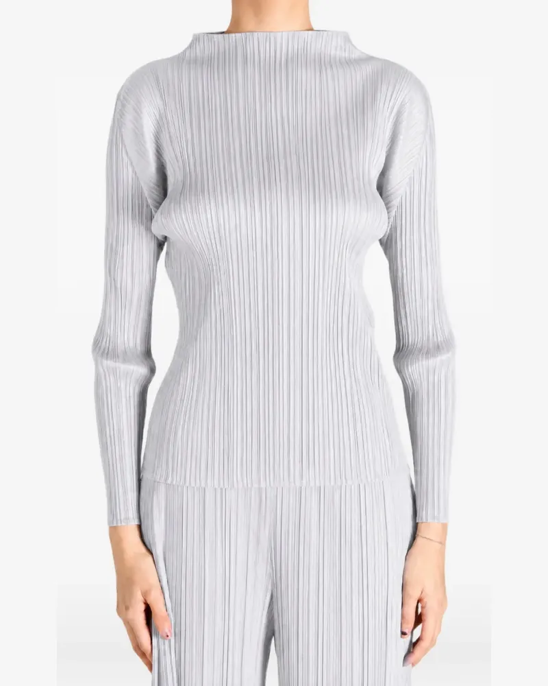 Issey Miyake pleated long-sleeve top - Grau Grau