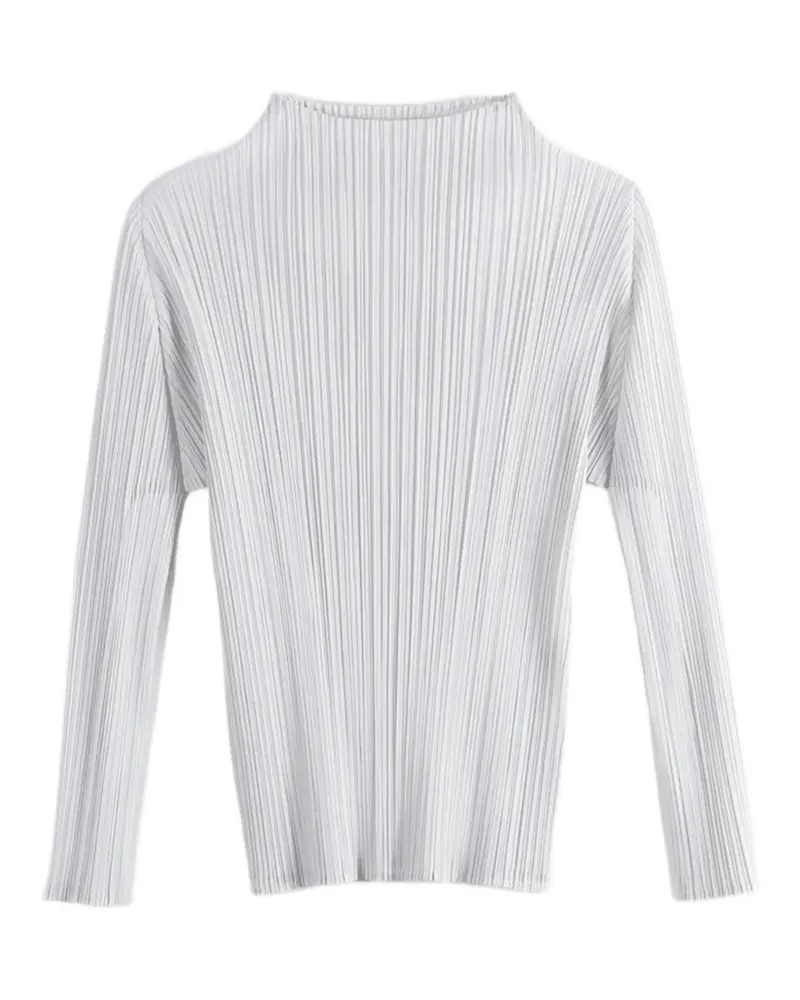 Issey Miyake pleated long-sleeve top - Grau Grau
