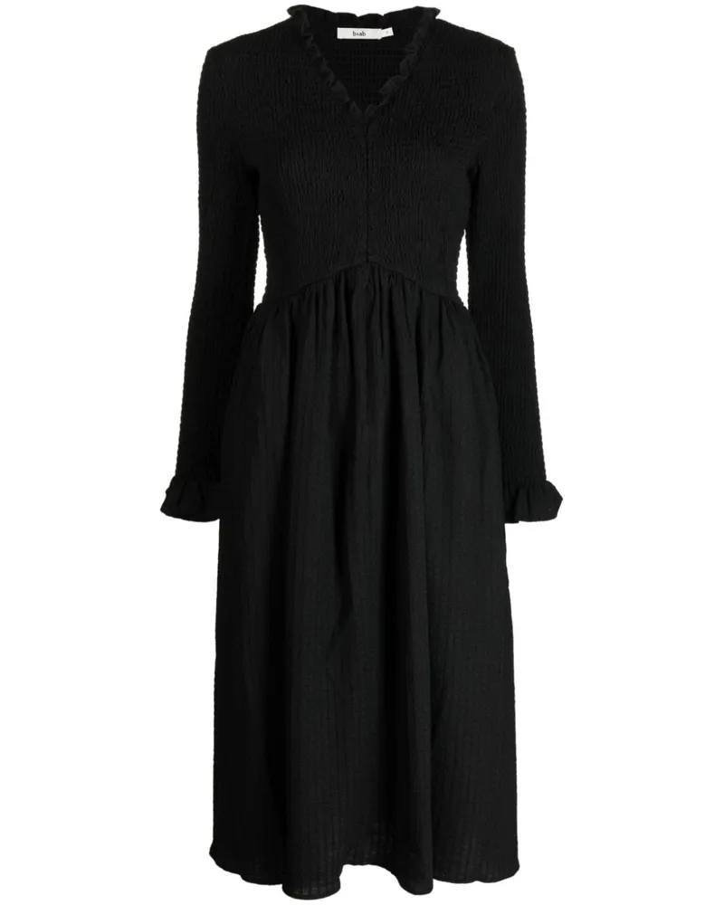 b+ab Gesmoktes Maxikleid - Schwarz Schwarz