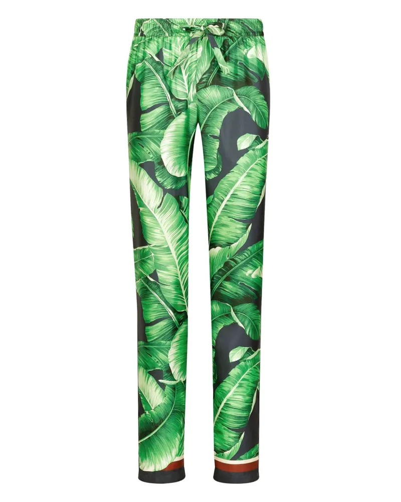 Dolce & Gabbana Lounge-Hose aus Seide mit Banano-Print - Grün Grün