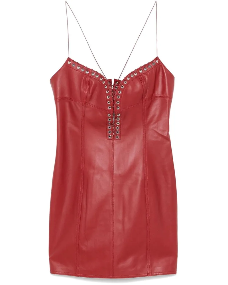 Ludovic de Saint Sernin Cleavage Minikleid aus Leder - Rot Rot
