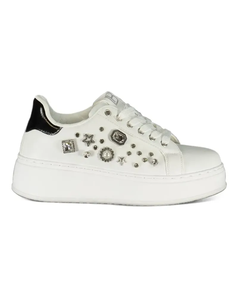 Laura Biagiotti Flatform-Sneakers mit Kristallen - Weiß Weiß