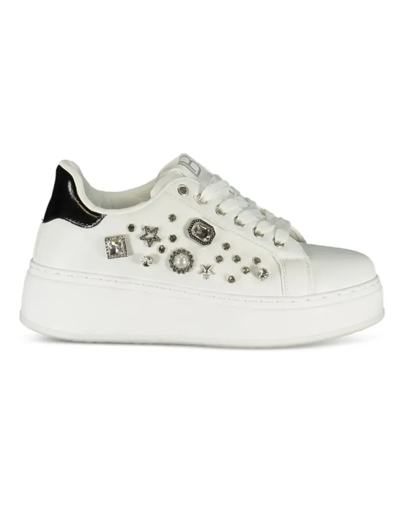 Laura Biagiotti Flatform-Sneakers mit Kristallen - Weiß Weiß