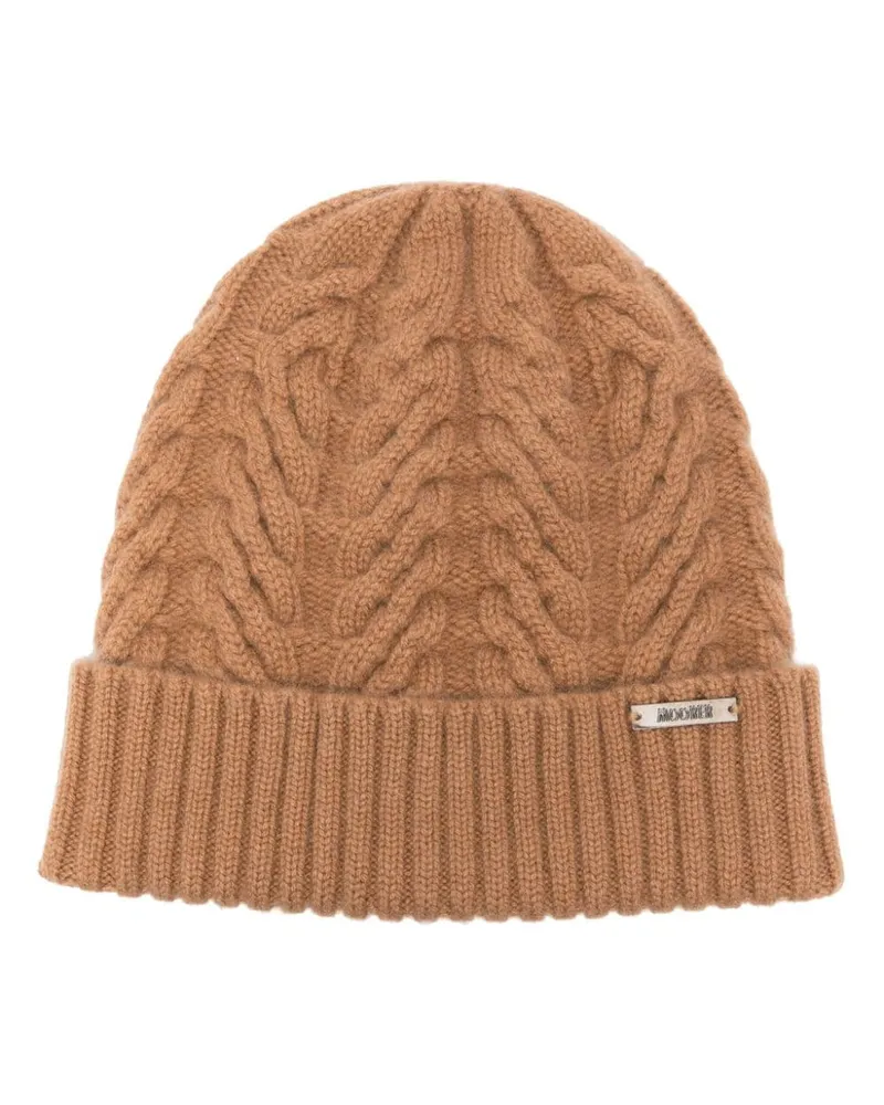 MOORER Beanie mit Logo-Schild Braun