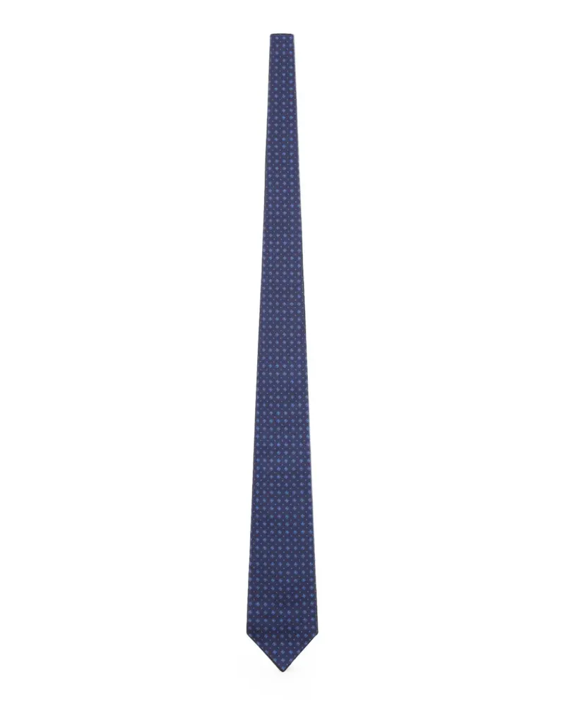 Kiton Geometrisch gemusterte Seidenkrawatte - Blau Blau
