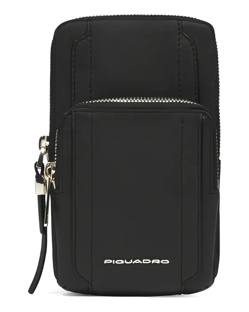 Piquadro leather neck phone case - Schwarz Schwarz