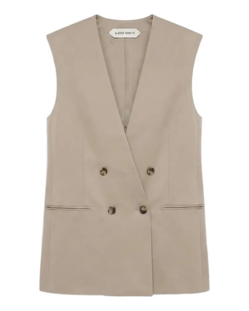 Alberta Ferretti double-breasted sleeveless jacket - Braun Braun