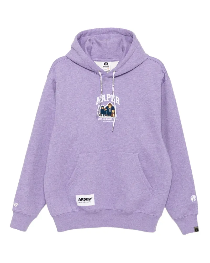 BAPE Hoodie mit Logo-Schild - Violett Violett