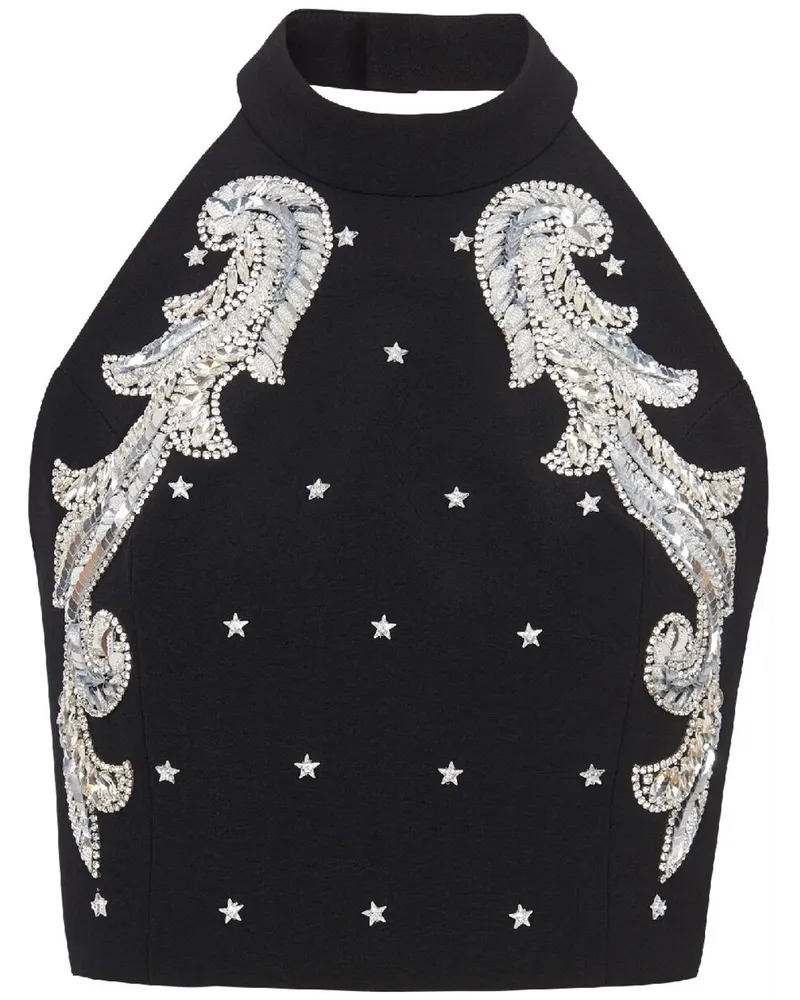 Balmain Cropped-Top mit Stickerei - Schwarz Schwarz
