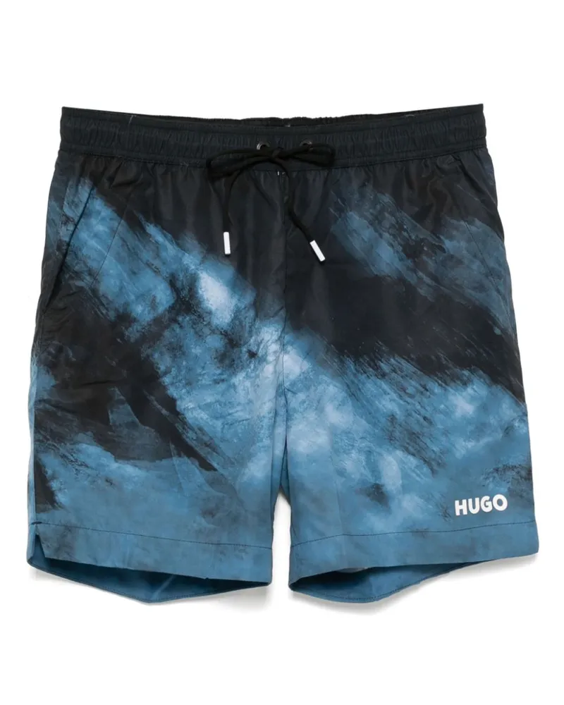 HUGO BOSS Badeshorts mit grafischem Print - Blau Blau
