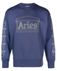 Aries Sweatshirt mit rundem Ausschnitt Blau