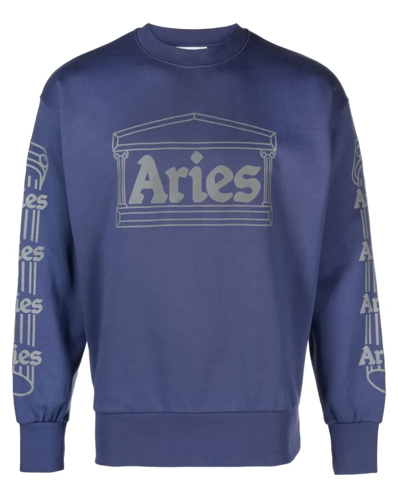 Aries Sweatshirt mit rundem Ausschnitt Blau