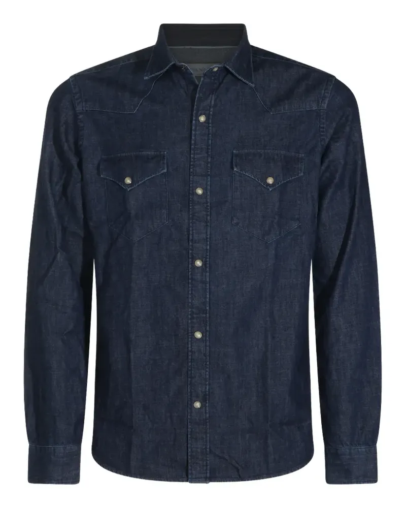 Canali Jeanshemd im Western-Look - Blau Blau