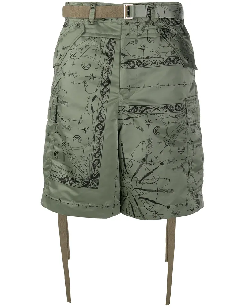 Sacai Cargo-Shorts mit Kosmos-Print - Grün Grün