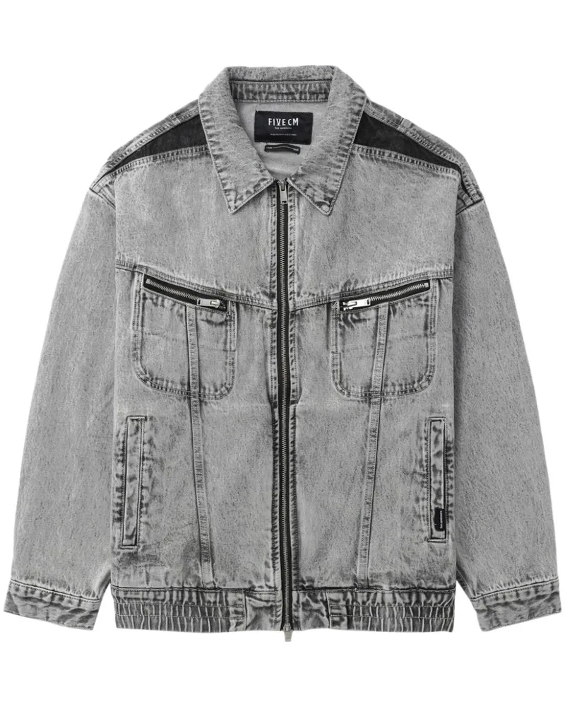 FIVE CM Jeansjacke mit Reißverschluss Grau