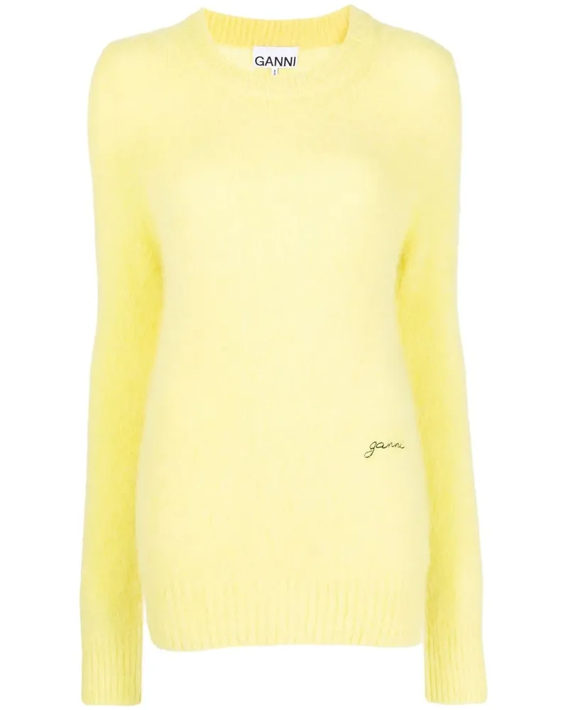 Ganni Pullover mit Logo-Stickerei - Gelb Gelb