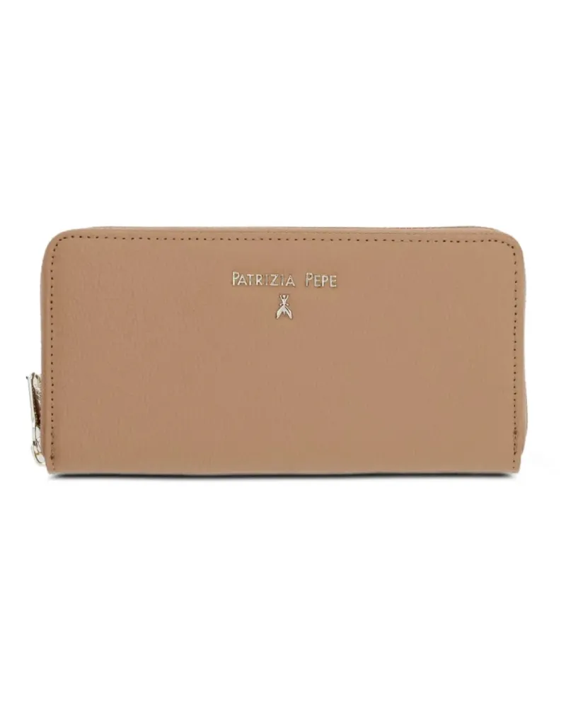 Patrizia Pepe Essential logo-plaque zip-around wallet - Nude Nude