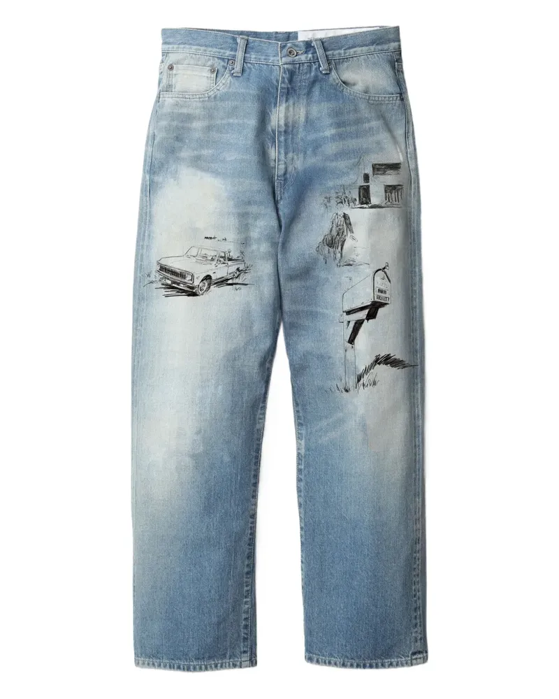 Neighborhood x One of This Days Jeans mit Print - Blau Blau