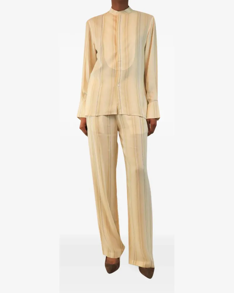 Victoria Beckham Set aus gestreifter Bluse und Hose - Nude Nude
