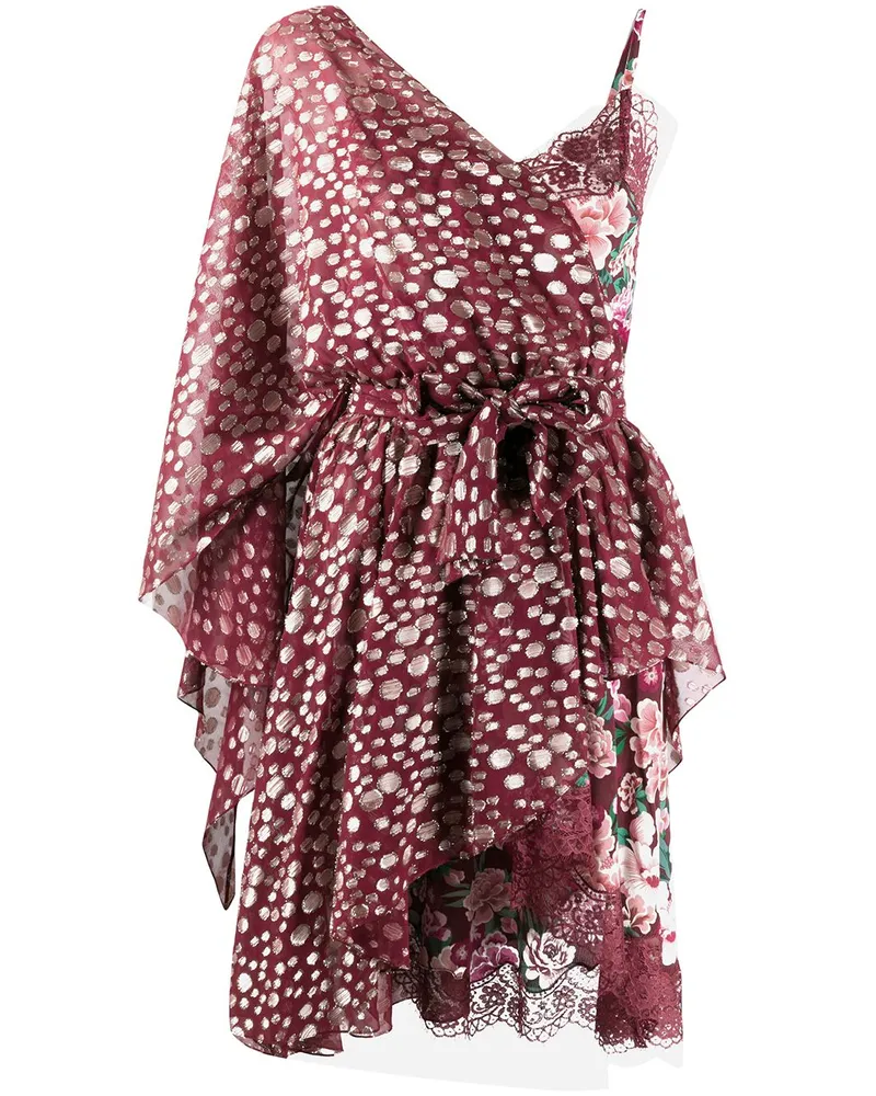 Faith Connexion One-Shoulder-Kleid mit Metallic-Effekt - Rot Rot