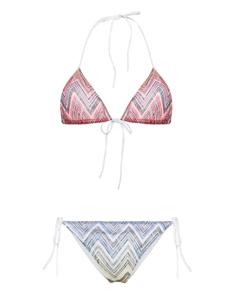 Missoni Gehäkelter Bikini mit Zickzackmuster Rot