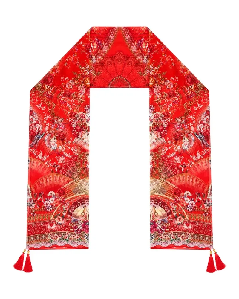 Camilla crinkle floral-print scarf - Rot Rot