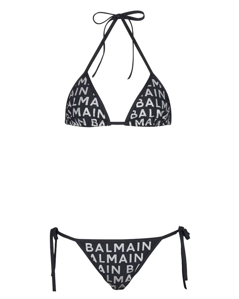 Balmain Bikini mit Logo-Print - Schwarz Schwarz