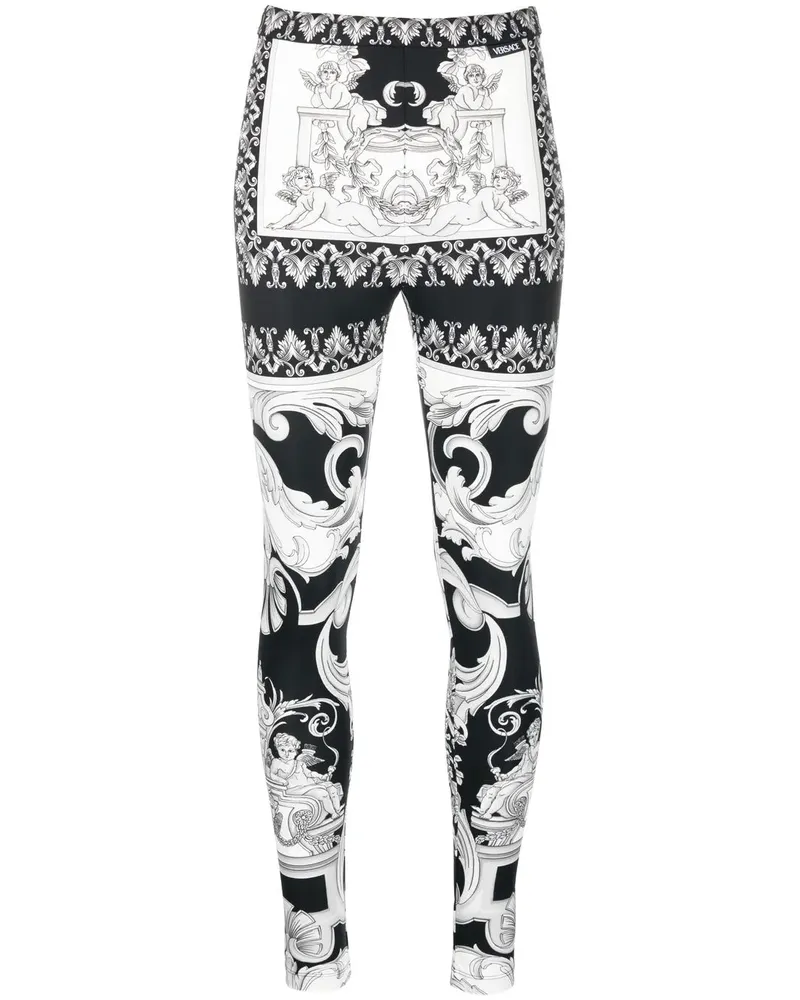 Versace Silver Baroque Leggings - Schwarz Schwarz