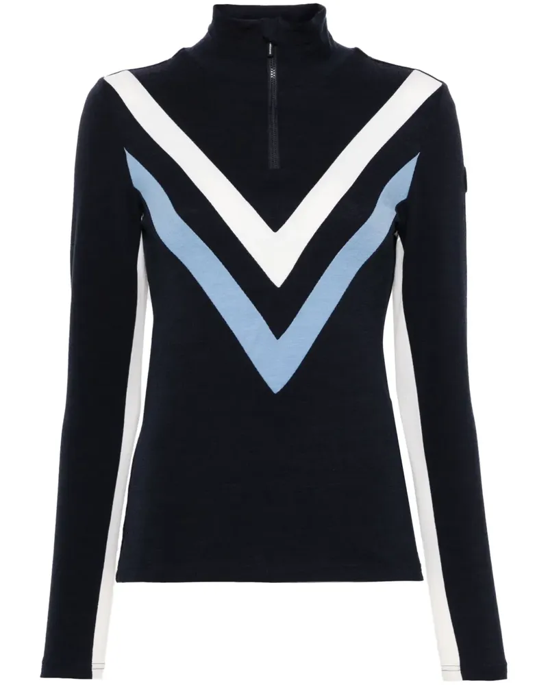 WE NORWEGIANS Voss Chevron Pullover mit Reißverschluss - Blau Blau