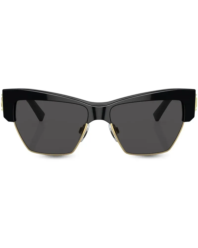 Dolce & Gabbana Cat-Eye-Sonnenbrille mit Logo - Schwarz Schwarz