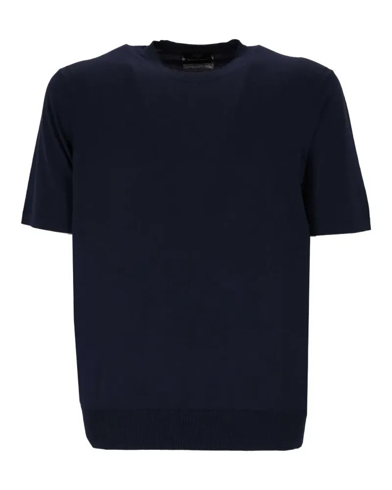 HOSIO short-sleeve knitted T-shirt - Blau Blau