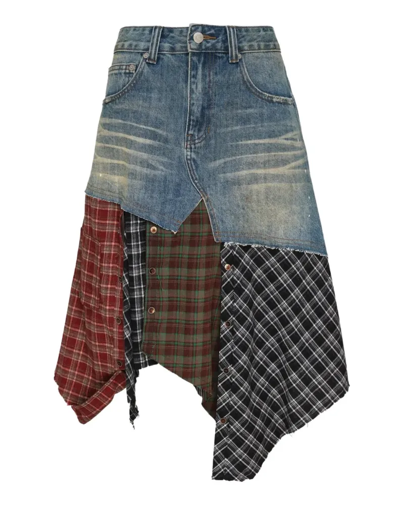Andersson Bell plaid patchwork midi skirt - Blau Blau