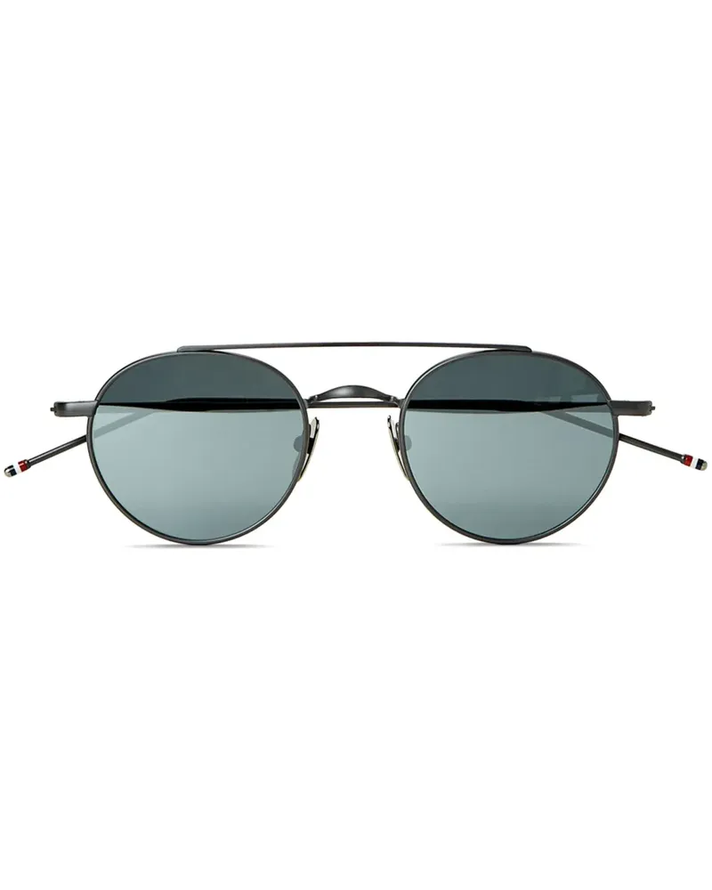 Thom Browne Sonnenbrille mit ovalem Gestell - Schwarz Schwarz