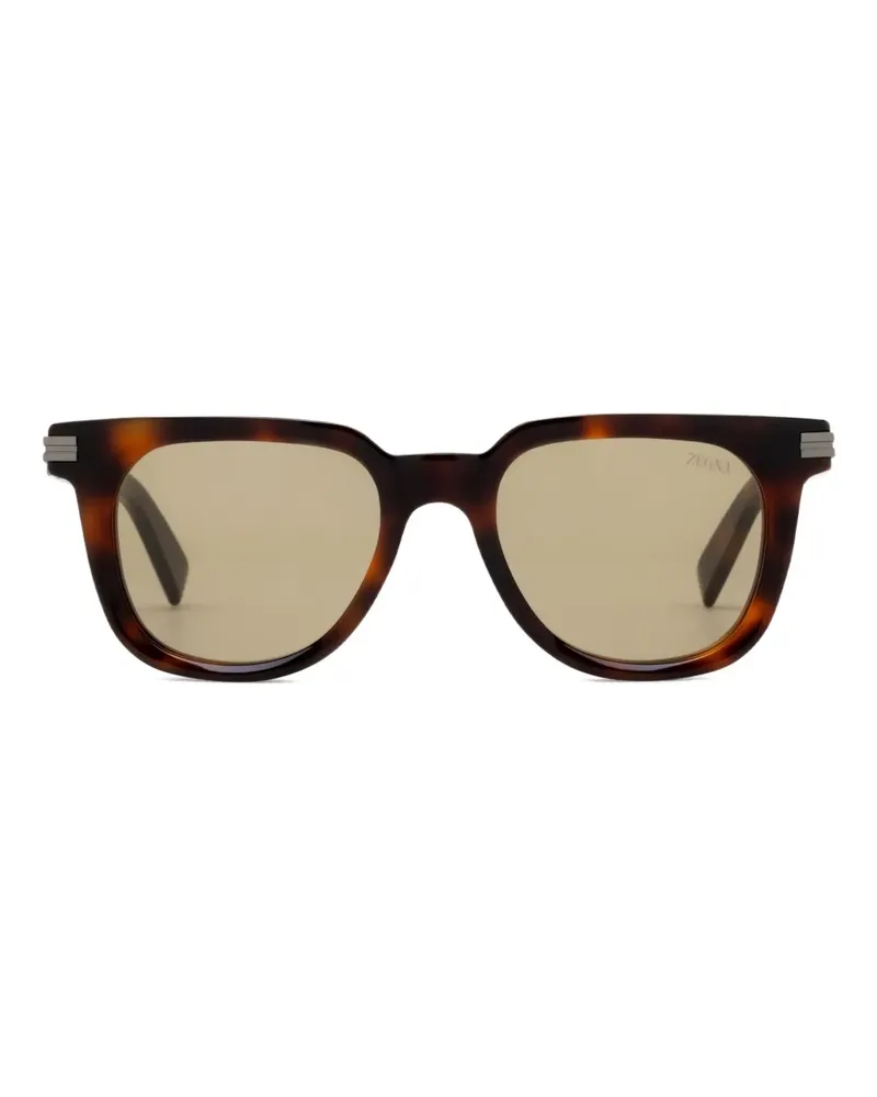 Ermenegildo Zegna Sonnenbrille mit eckigem Gestell - Braun Braun