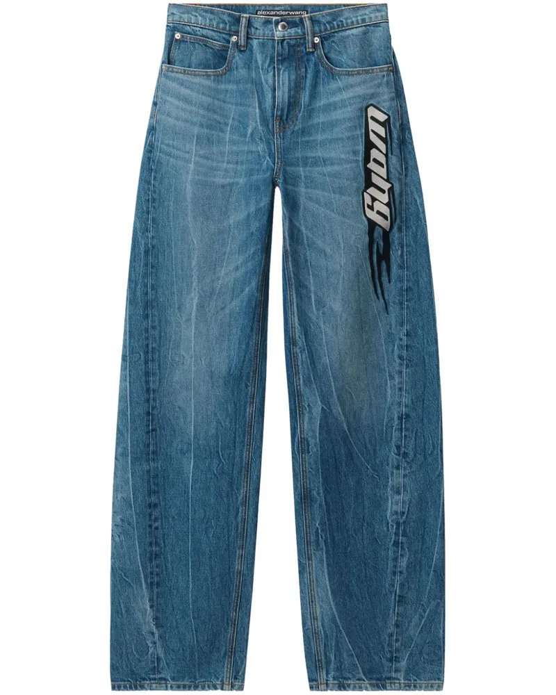 Alexander Wang Ballonjeans mit Logo-Patch - Blau Blau