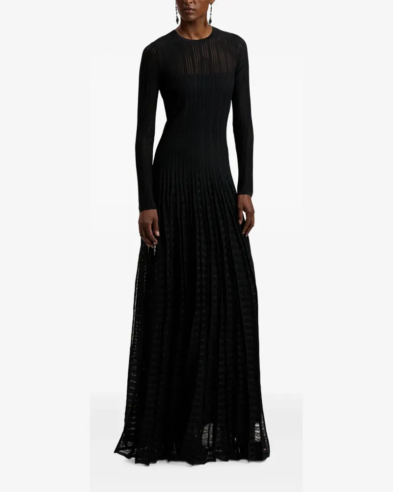 Ralph Lauren Geripptes Maxikleid - Schwarz Schwarz