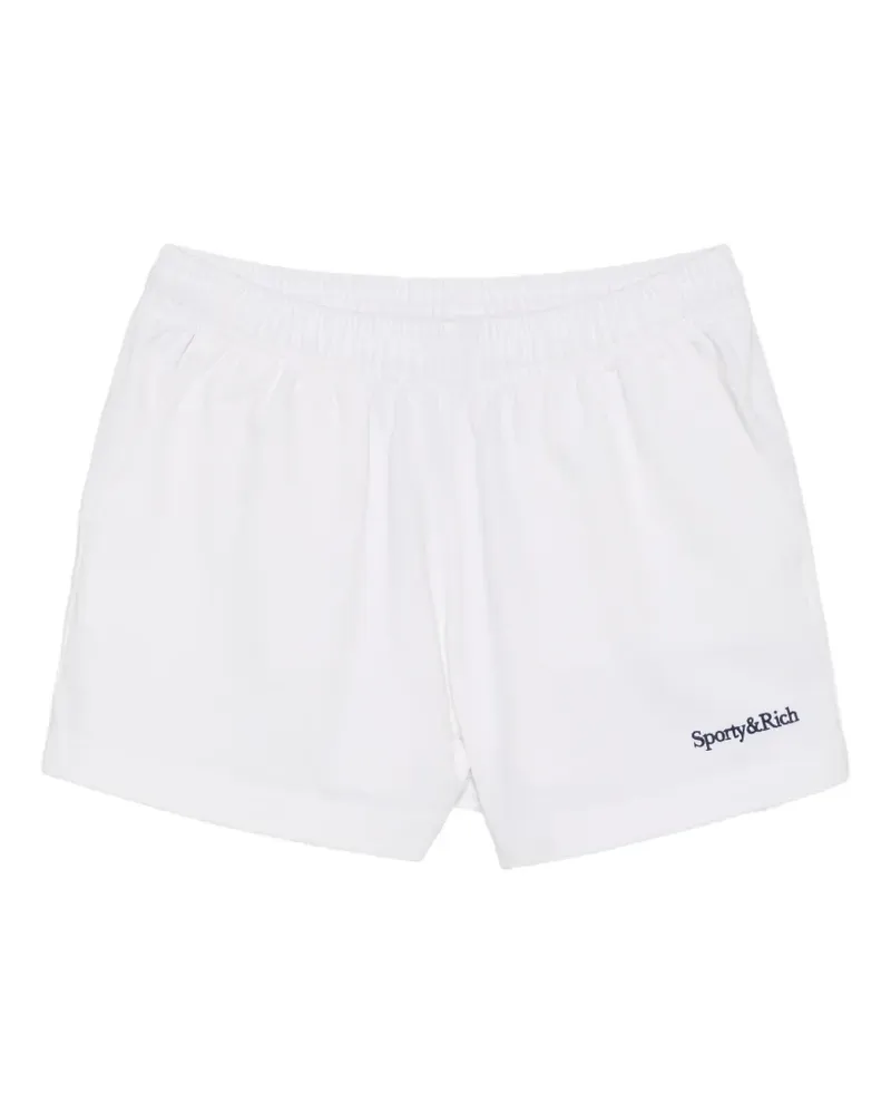 SPORTY & RICH logo-embroidered elasticated shorts - Weiß Weiß