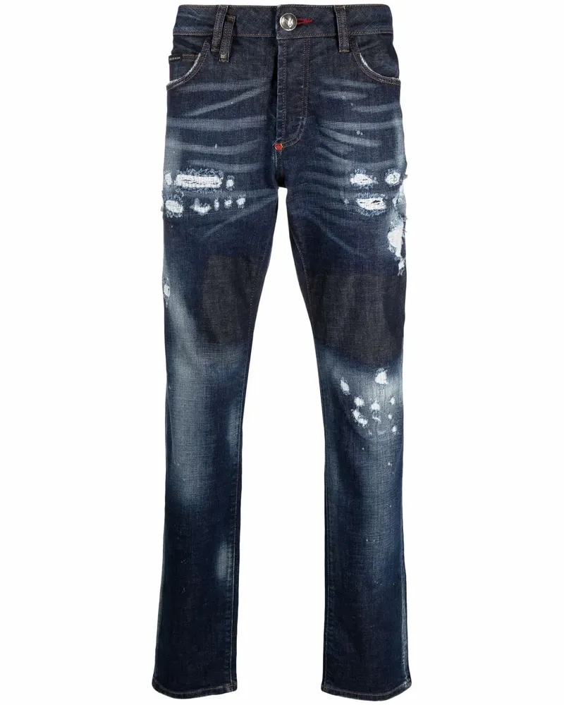 Philipp Plein Gerade Jeans mit Bandana-Print - Blau Blau