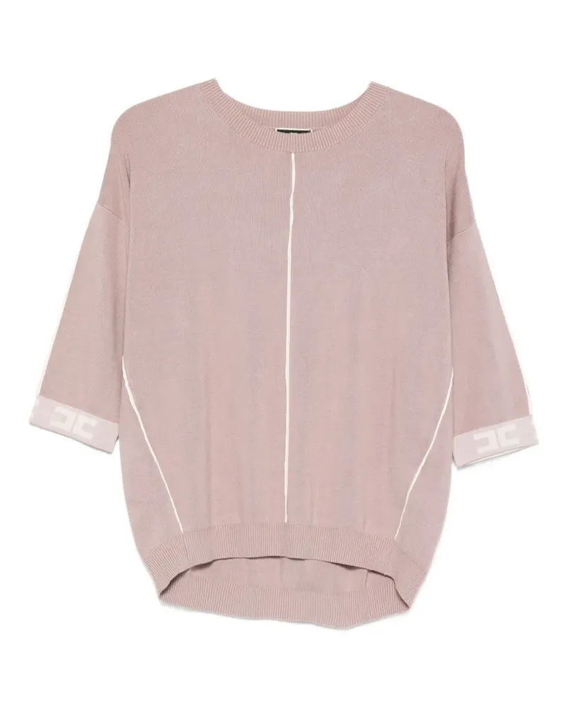 Elisabetta Franchi logo-cuff piped sweater - Rosa Rosa