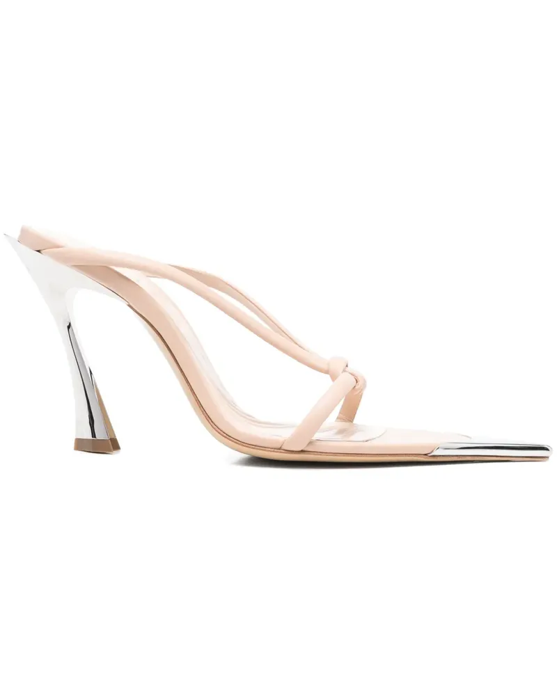 Thierry Mugler Geknotete Mules aus Leder 95mm - Nude Nude