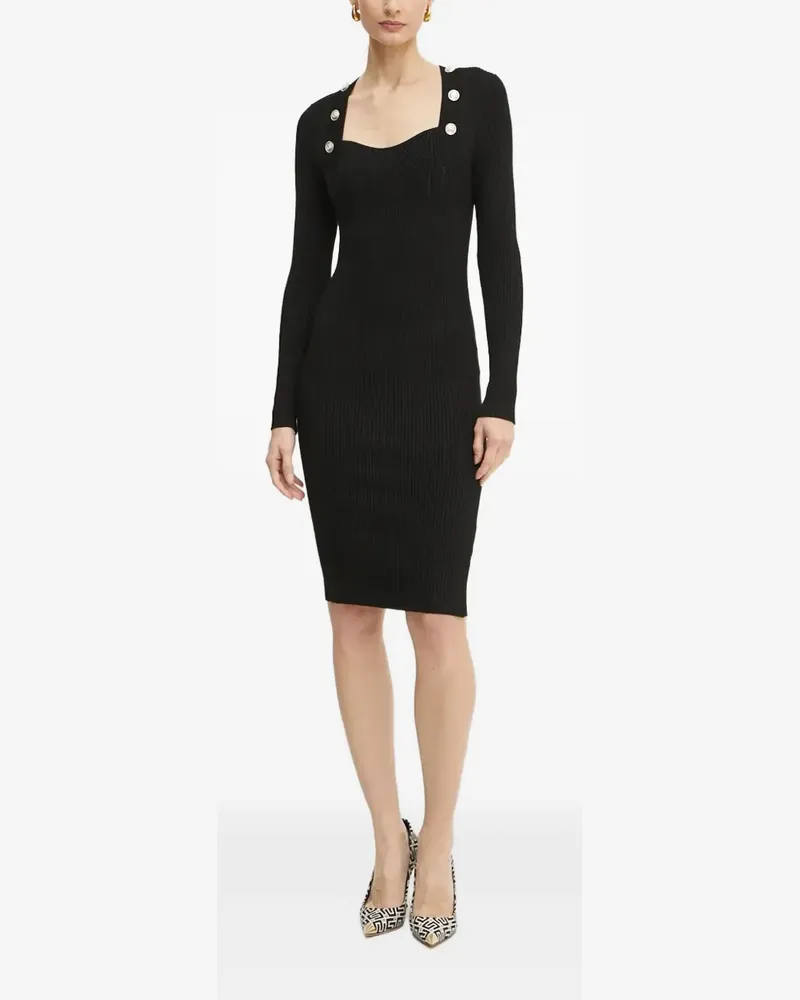 MARCIANO Los Angeles button ribbed midi dress - Schwarz Schwarz