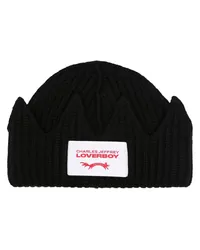 Charles Jeffrey Loverboy Grob gestrickte Crown Beanie Schwarz