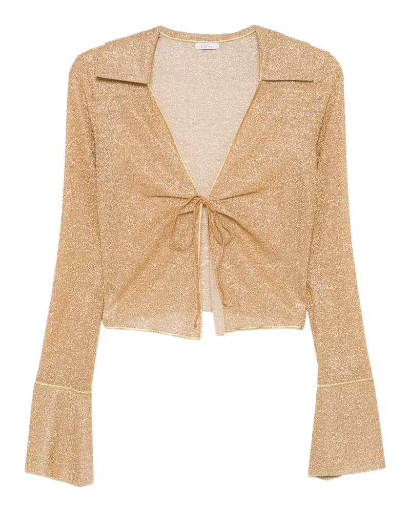 Oséree tie front flare sleeve top - Gold Gold