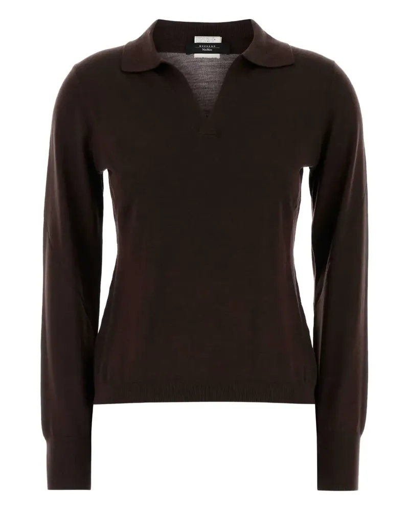 Max Mara Langarmshirt mit V-Ausschnitt - Braun Braun