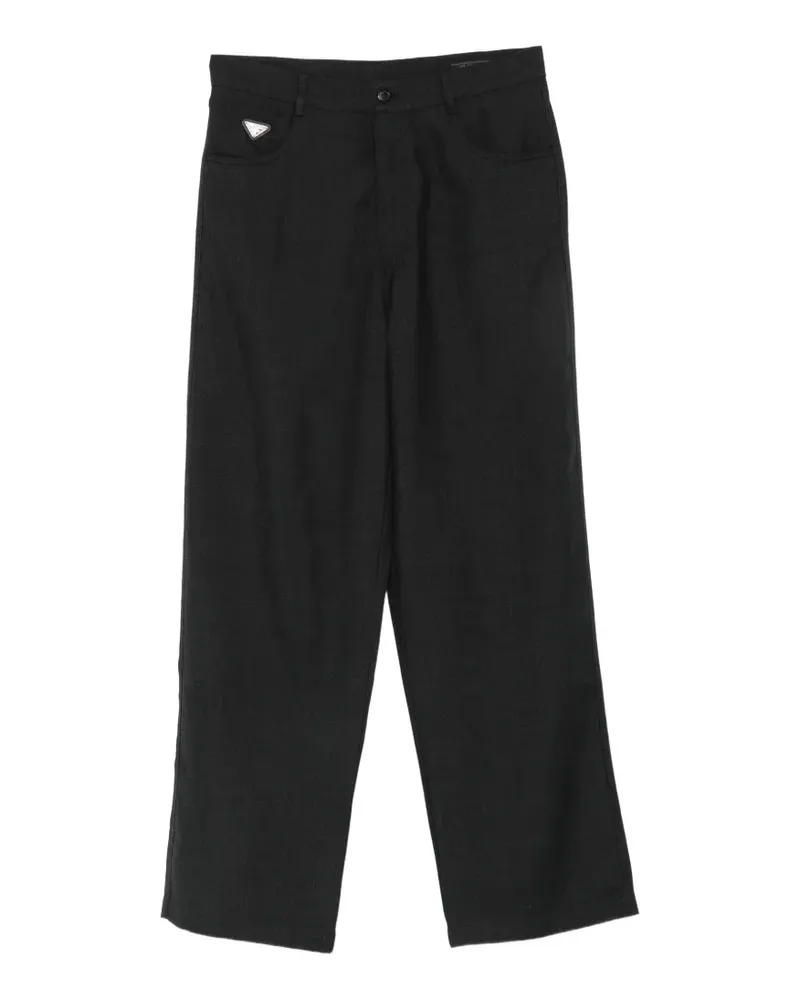 Prada logo-plaque wide-leg trousers - Schwarz Schwarz
