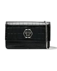 Philipp Plein Clutch mit Kroko-Effekt Schwarz