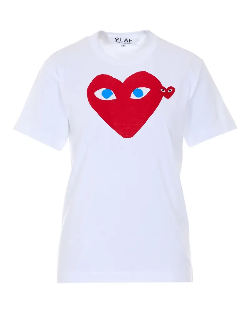 Comme des Garçons heart print patch logo T-shirt - Weiß Weiß
