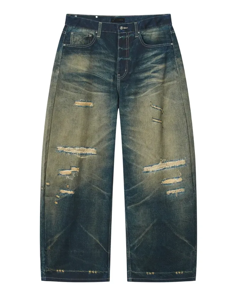FIVE CM Distressed-Jeans mit Tragefalten - Blau Blau