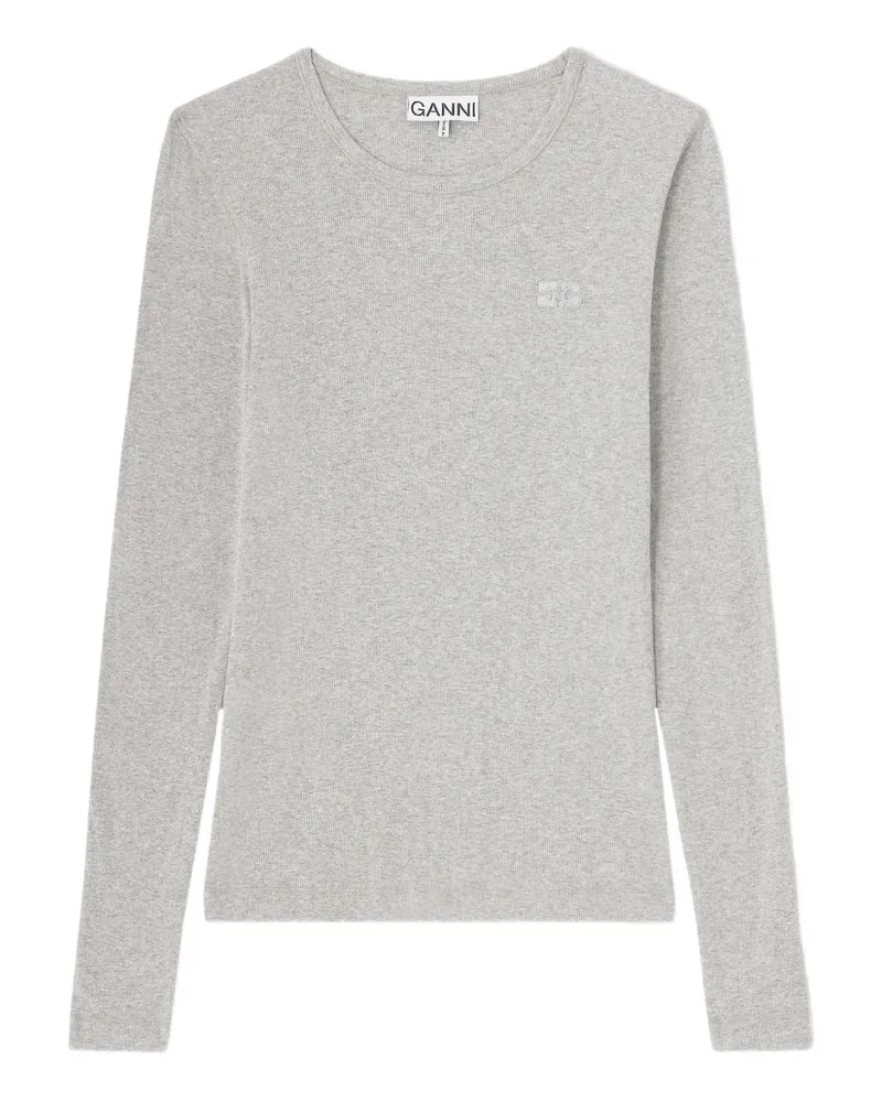 Ganni Klassisches Langarmshirt - Grau Grau